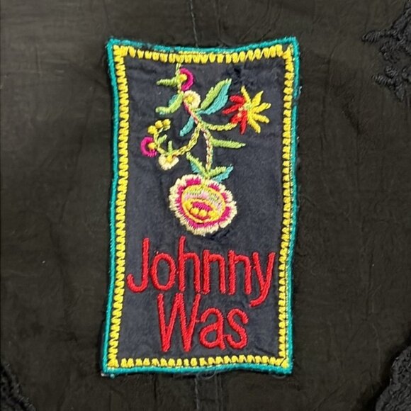 Johnny Was Bohemian Lace Tunic Dress Size L Black Oversized Relaxed Boho Rayon - Picture 11 of 12